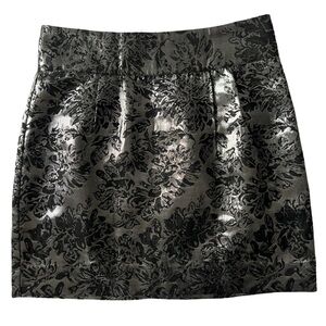 Silence + Noise Silver & Black Floral Mini Skirt Size 4